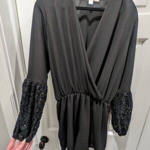 Boston Proper Black Women's Romper Size M- great beach cover-up!